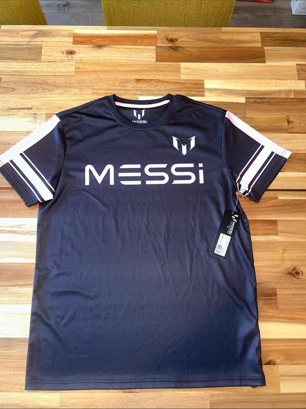 MESSi Collection Black Top with Pink & White Stripes